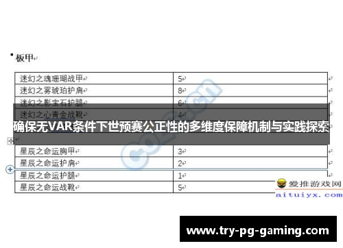确保无VAR条件下世预赛公正性的多维度保障机制与实践探索
