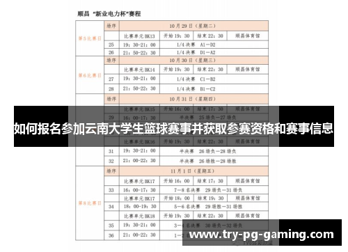 如何报名参加云南大学生篮球赛事并获取参赛资格和赛事信息
