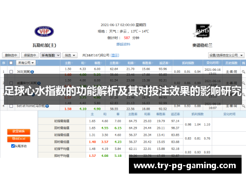 足球心水指数的功能解析及其对投注效果的影响研究